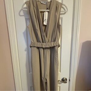 Zara Beige Sleeveless Jumpsuit